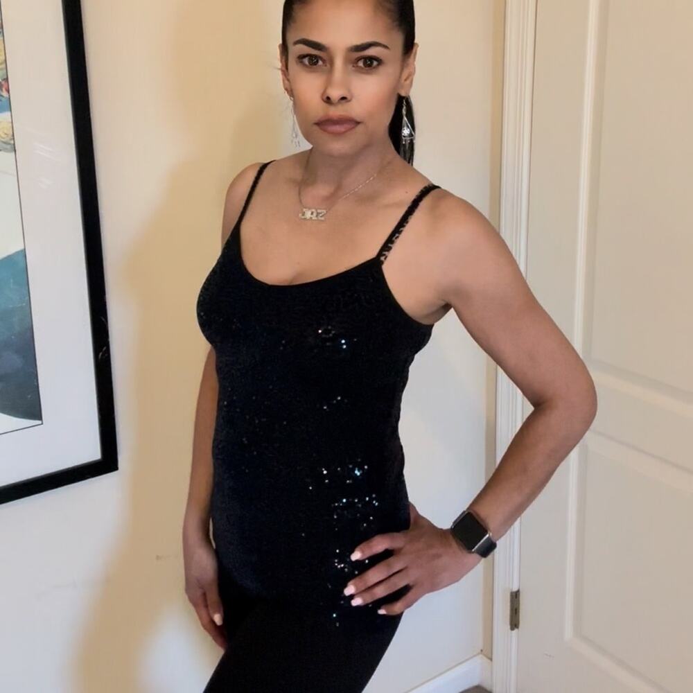 Express Dark Blue sequin Tank Top Size XS - Picture 3 of 10